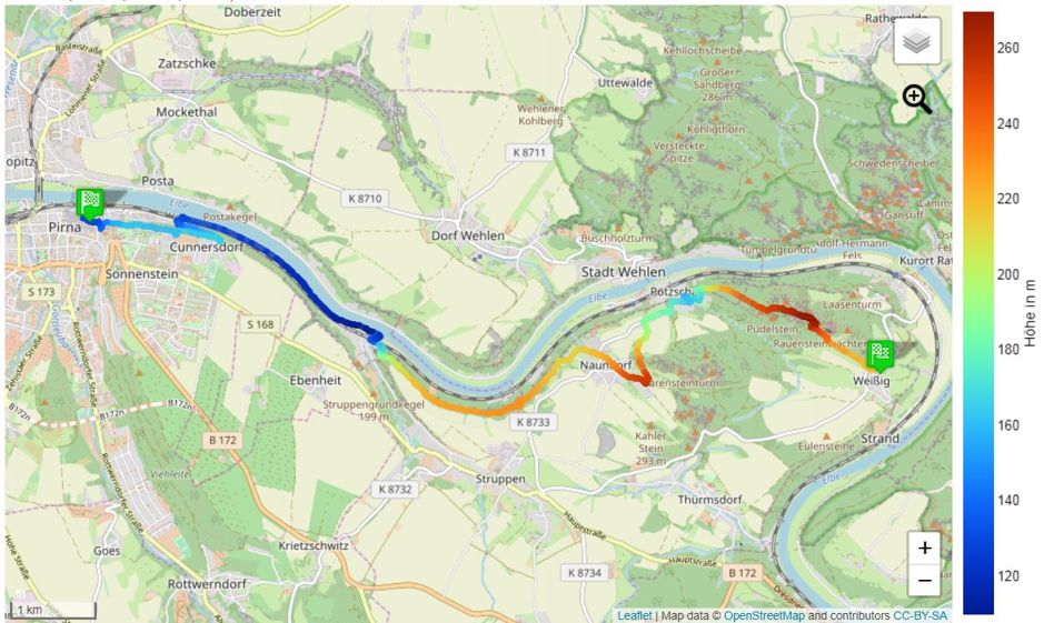 Die letzte der acht Malerweg Etappen. Die Karte von Etappe 8 des Malerweges.